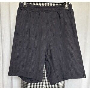 Gymshark 8" Mesh Shorts Mens M Black Training Drawstring Zip Pockets
